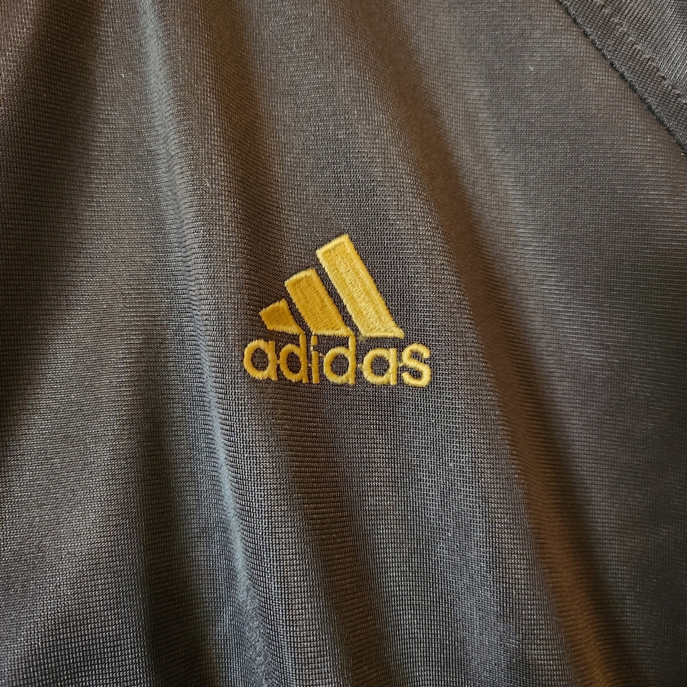 Adidas 1990s Climalite Track Jacket Black/Gold 3-stripes Size L-XL - Picture 2 of 9